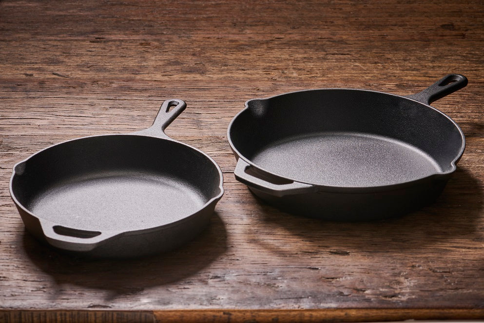 Skillet gietijzeren koekenpannen 30 & 25 cm- 2 stuks