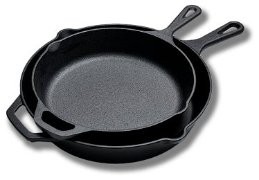 Skillet gietijzeren koekenpannen 30 & 25 cm- 2 stuks