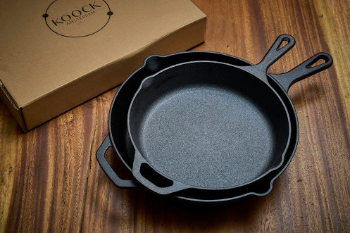 Skillet gietijzeren koekenpannen 30 & 25 cm- 2 stuks