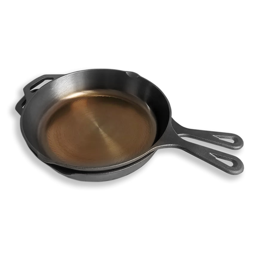 Gepolijste skillet gietijzeren koekenpannen 25 & 30 cm- 2 stuks