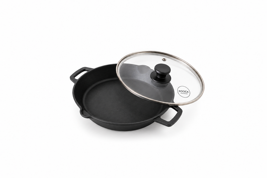 Skillet gietijzeren koekenpan 30 cm- zonder steel met deksel