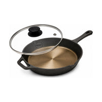 Gepolijste skillet gietijzeren koekenpan - 30 cm inclusief deksel