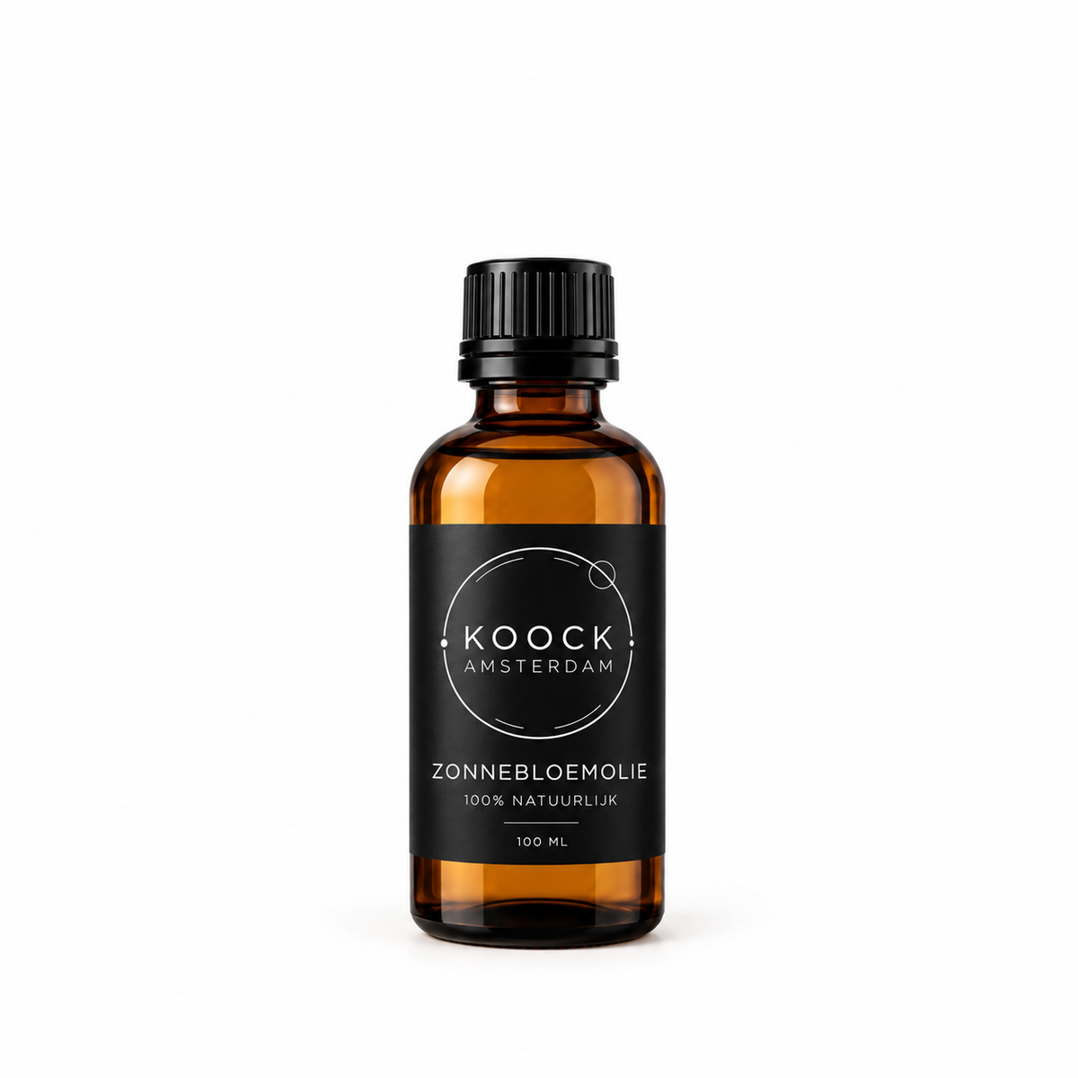 Fles zonnebloemolie van Koock Amsterdam 100ml voor het inbranden van gietijzer